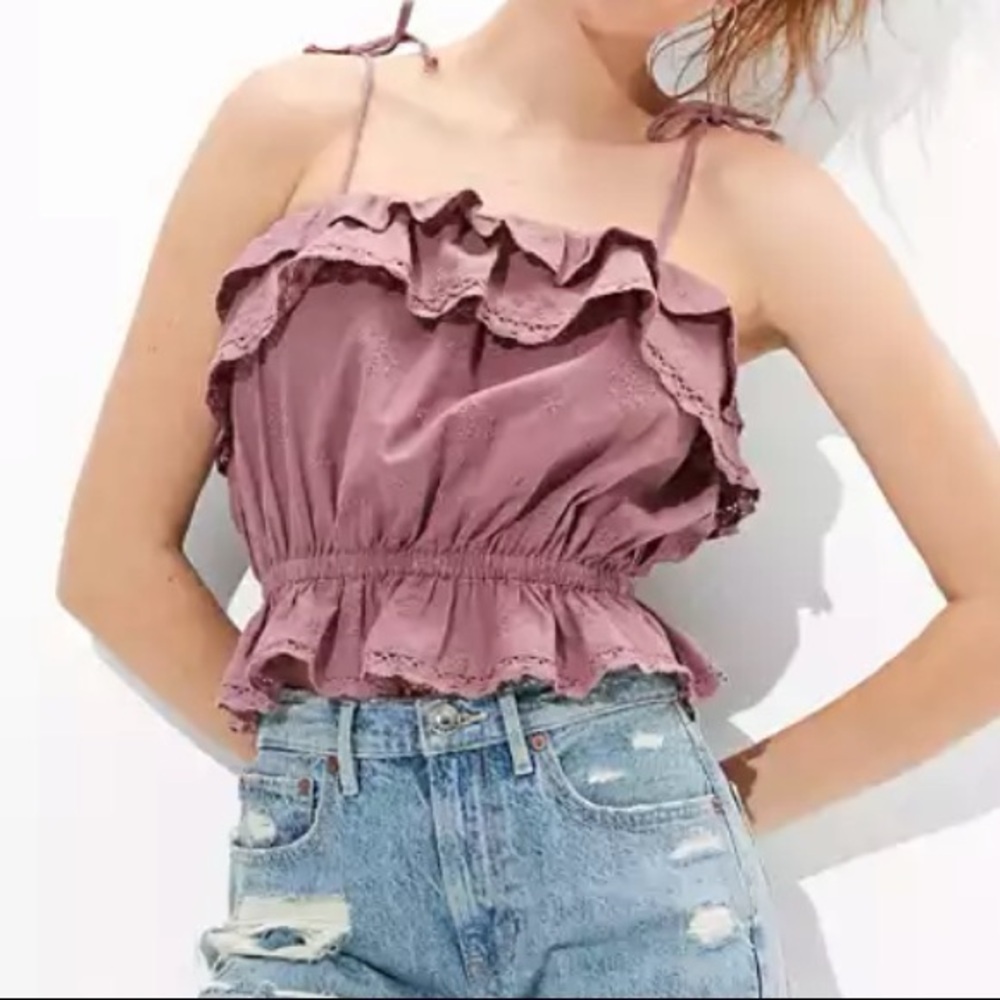 American Eagle Eyelet Linen Top